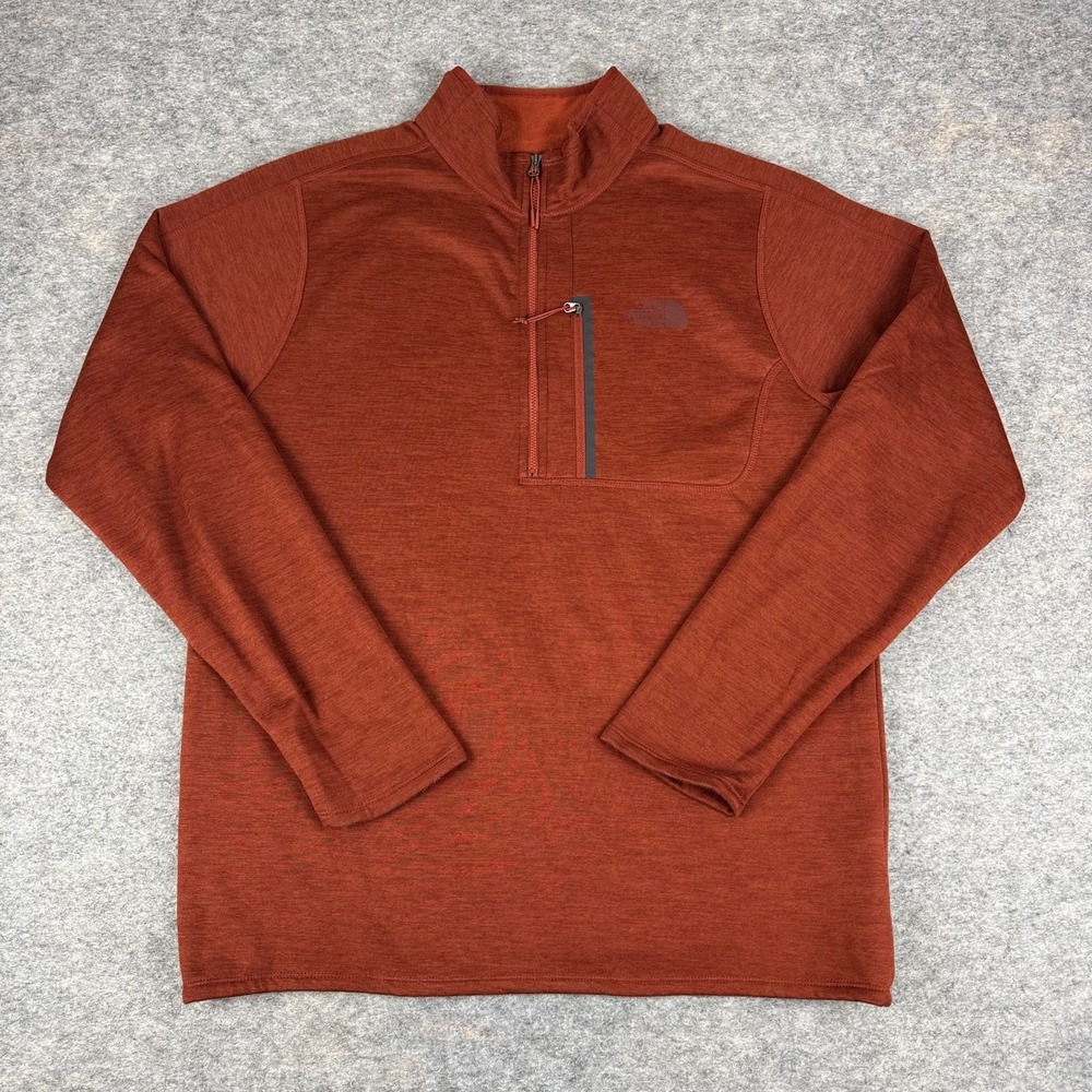 The North Face Canyonlands 1/4 Zip Fleece Pullover Sweater Orange Mens Large L